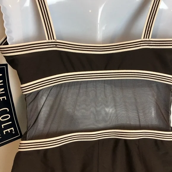 NWT Anne Cole Colorblock Swimsuit w/ Mesh Inserts and Matching Skirt - Picture 6 of 12